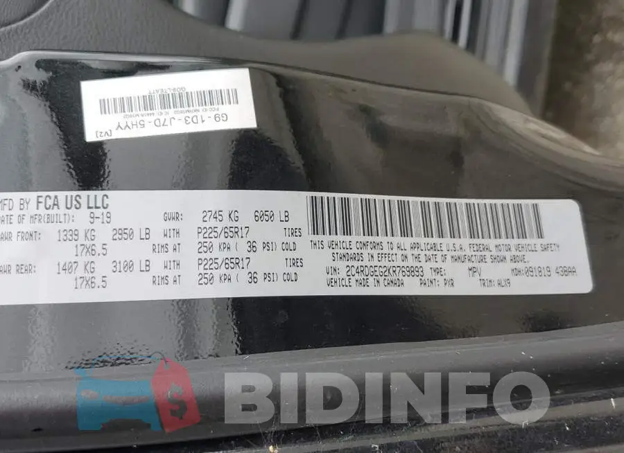 2C4RDGEG2KR769893 Photo# 10