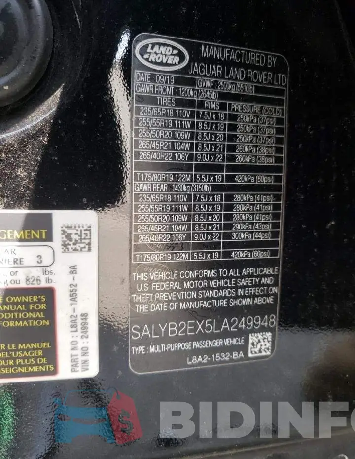 SALYB2EX5LA249948 Photo# 10