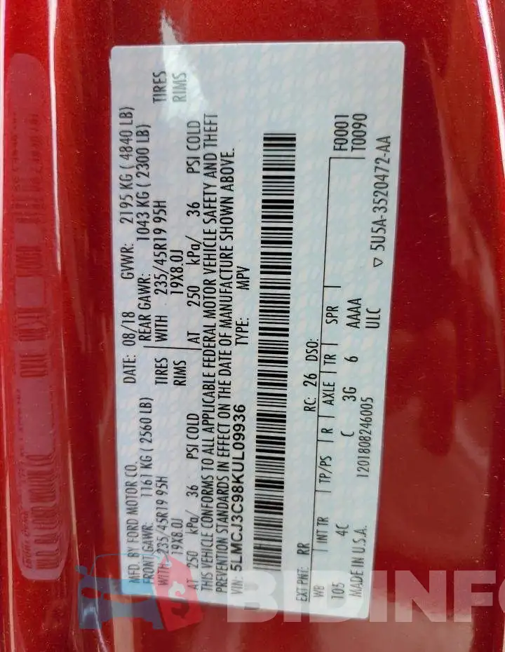 5LMCJ3C98KUL09936 Photo# 10