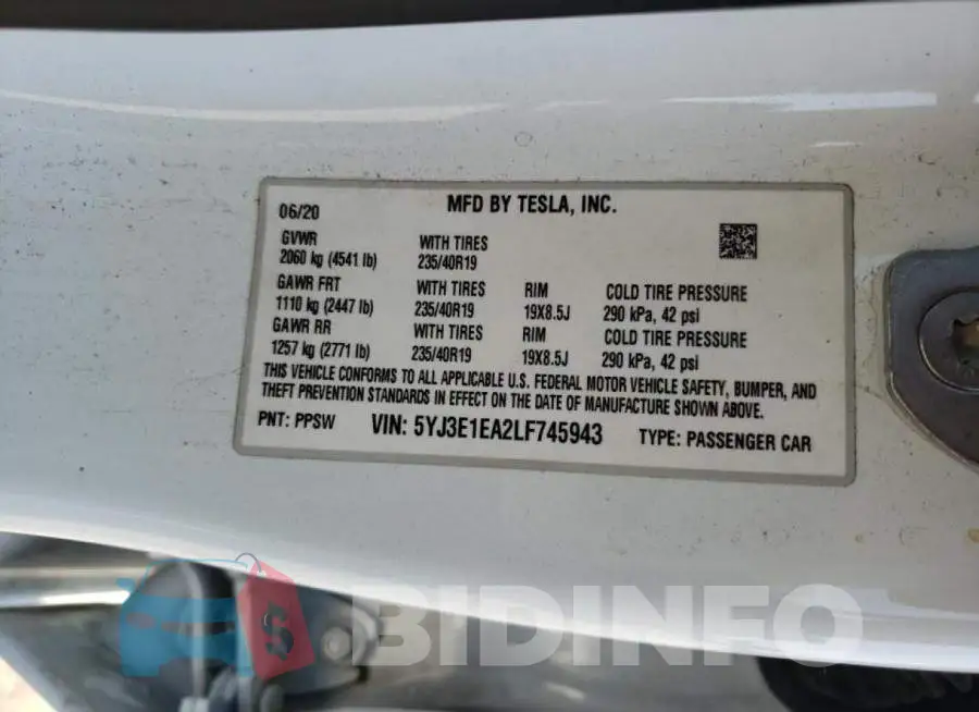 5YJ3E1EA2LF745943 Photo# 10