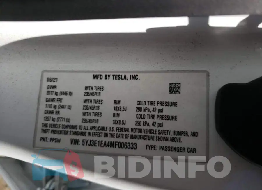 5YJ3E1EA4MF006333 Photo# 10
