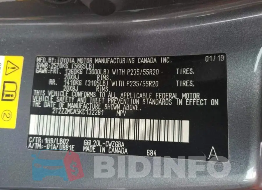 2T2ZZMCA5KC132281 Photo# 10