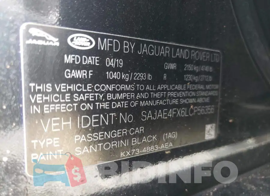 SAJAE4FX6LCP56356 Photo# 10