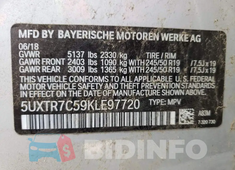 5UXTR7C59KLE97720 Photo# 10