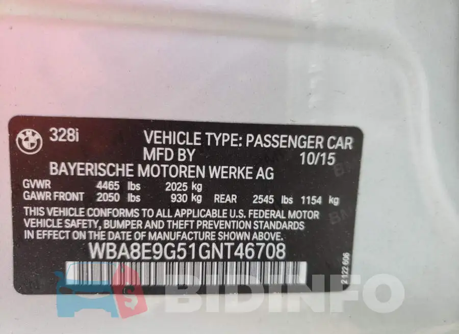 WBA8E9G51GNT46708 Photo# 10