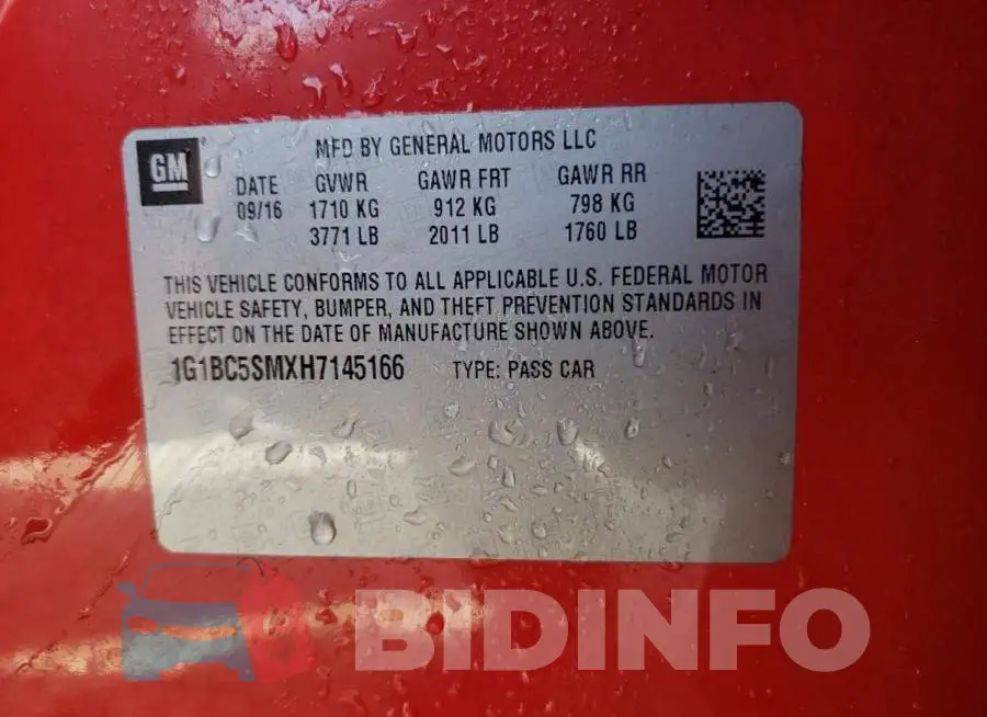 1G1BC5SMXH7145166 Photo# 10