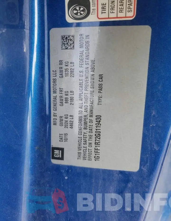 1G1FF1R72G0119430 Photo# 10