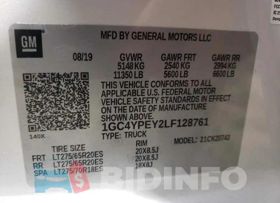 1GC4YPEY2LF128761 Photo# 10