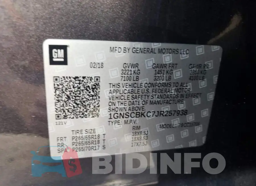 1GNSCBKC7JR257938 Photo# 10