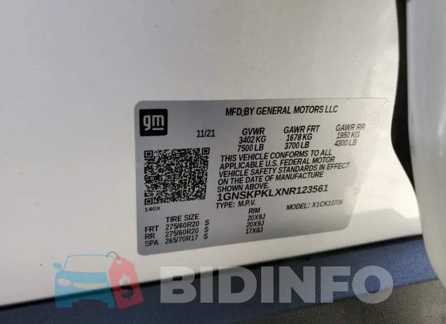 1GNSKPKLXNR123561 Photo# 10