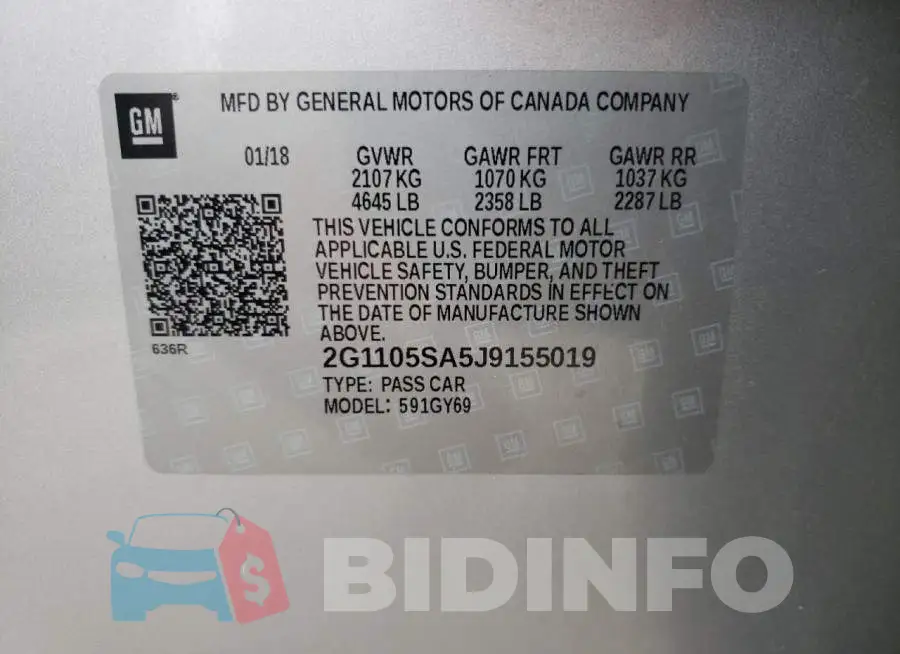 2G1105SA5J9155019 Photo# 10