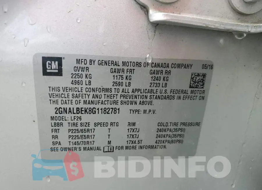 2GNALBEK8G1182781 Photo# 10