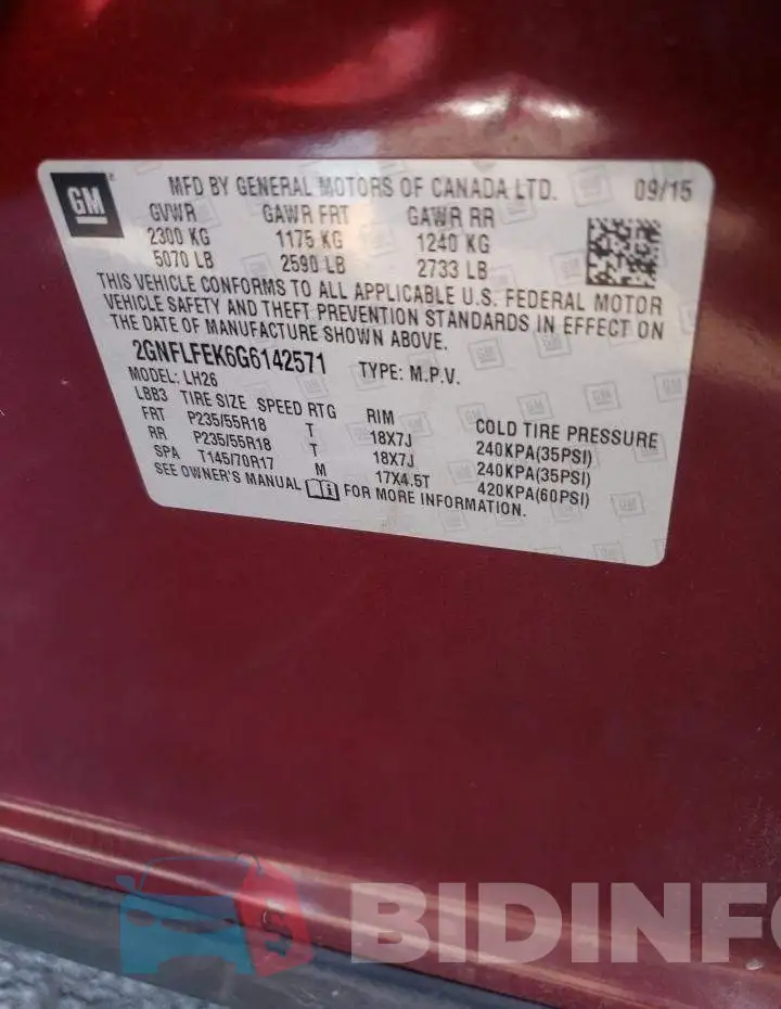 2GNFLFEK6G6142571 Photo# 10