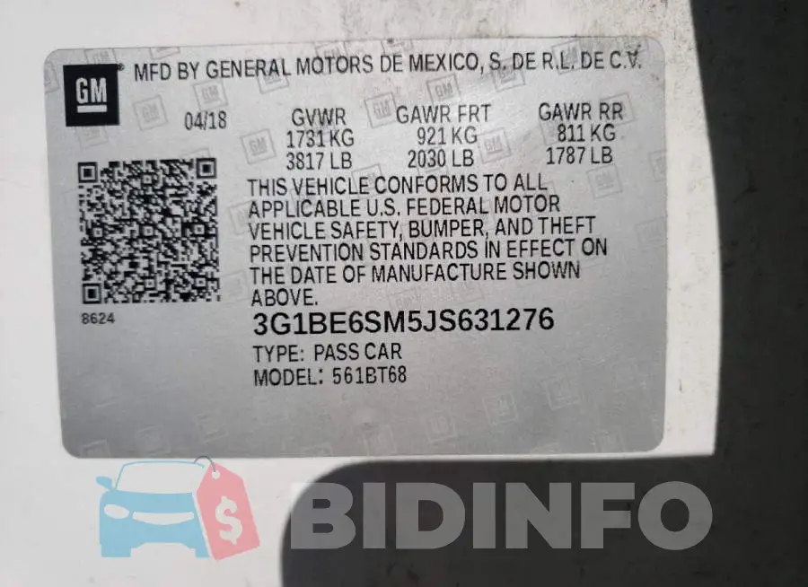 3G1BE6SM5JS631276 Photo# 10