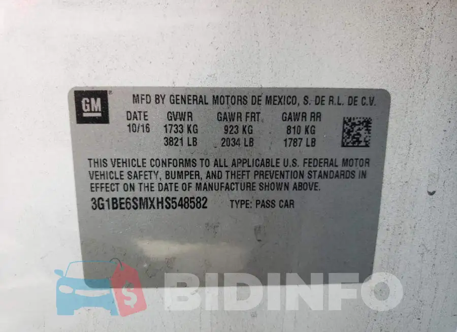 3G1BE6SMXHS548582 Photo# 10