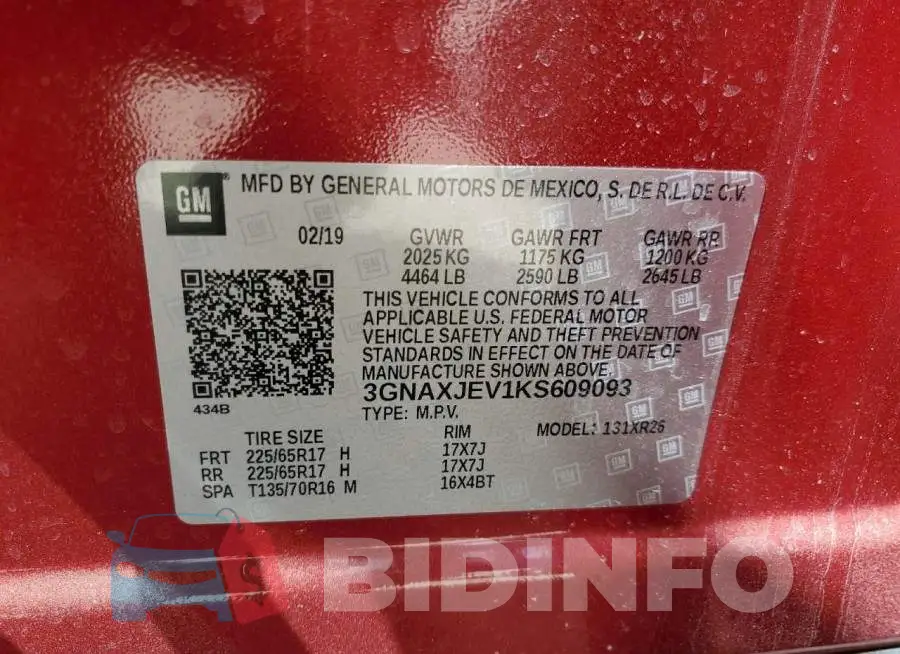 3GNAXJEV1KS609093 Photo# 10