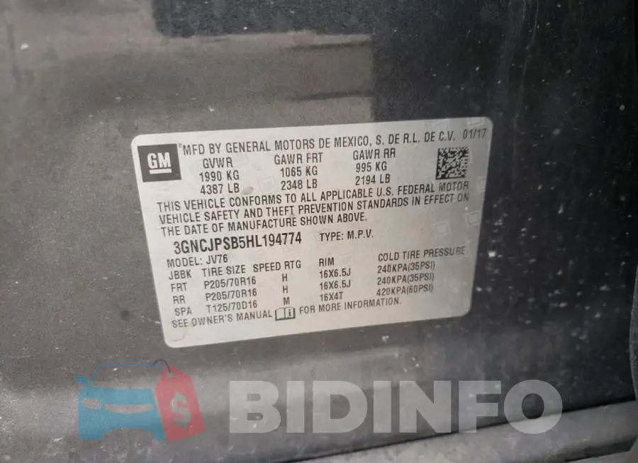 3GNCJPSB5HL194774 Photo# 10