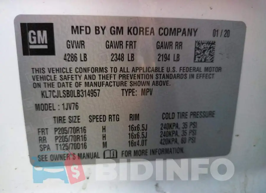 KL7CJLSB0LB314957 Photo# 10