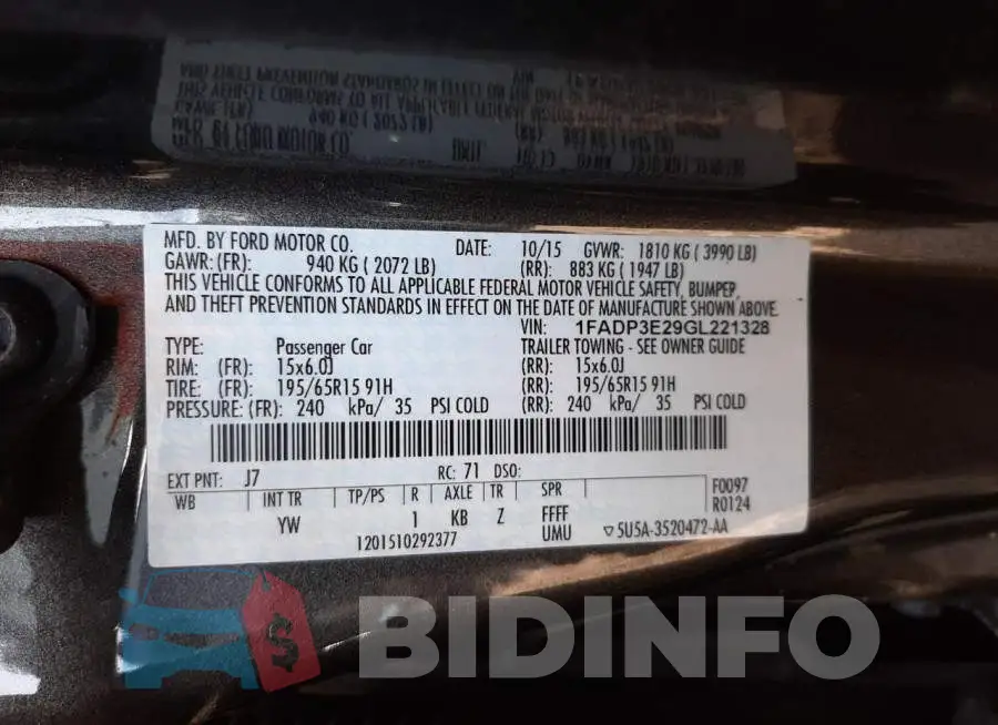 1FADP3E29GL221328 Photo# 10