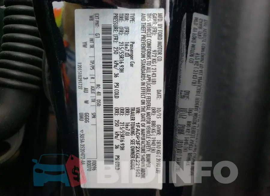 1FADP3F2XGL221952 Photo# 10