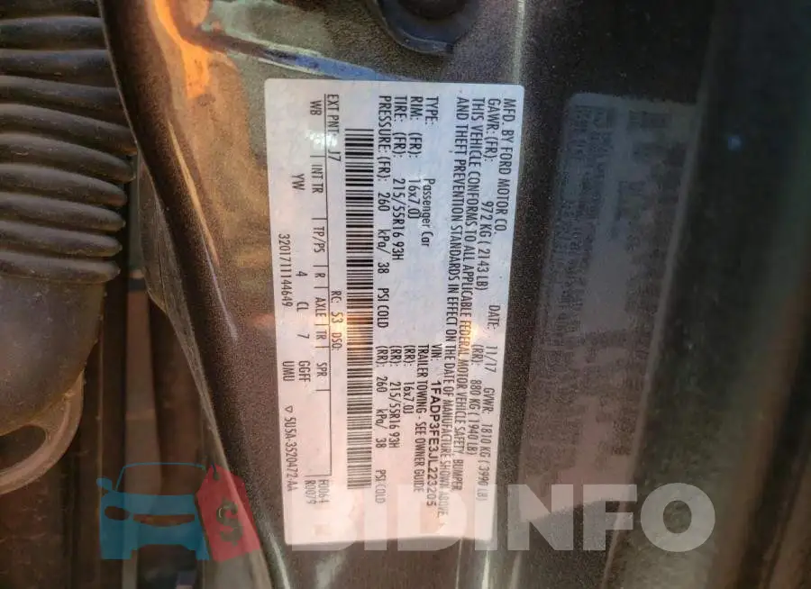 1FADP3FE3JL223205 Photo# 10
