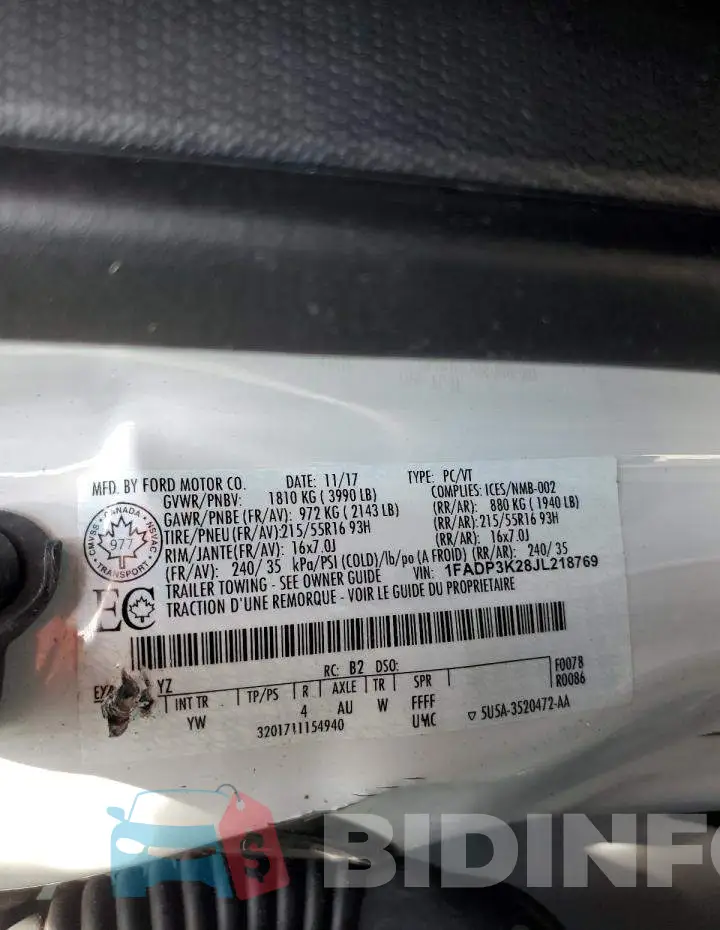 1FADP3K28JL218769 Photo# 10