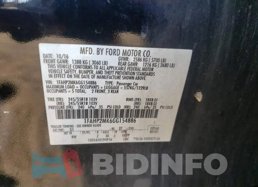 1FAHP2MK6GG154886 Photo# 10