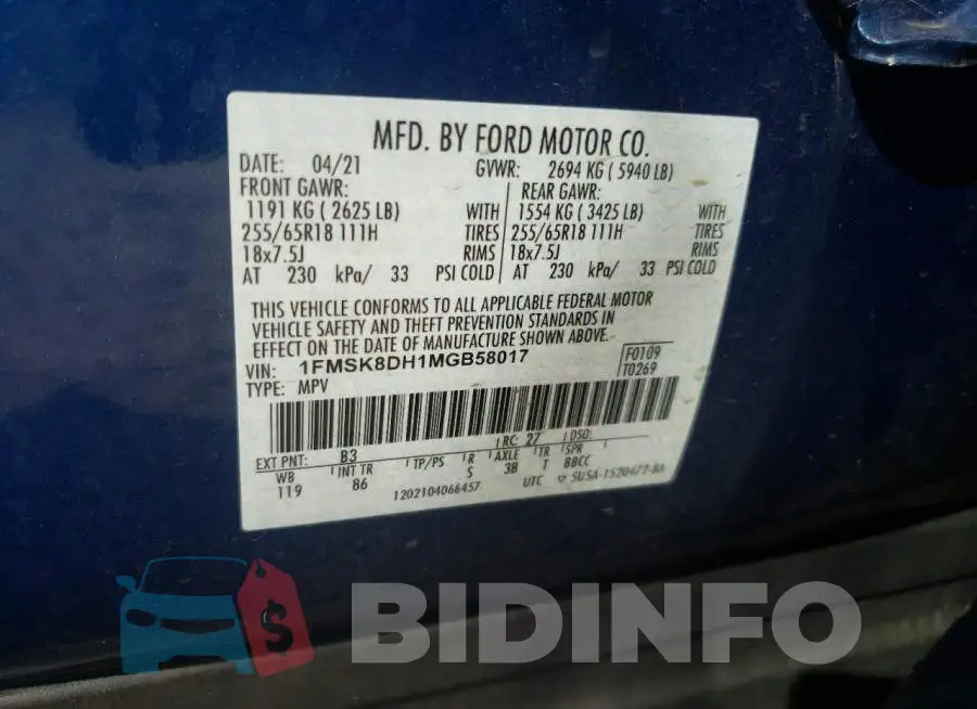 1FMSK8DH1MGB58017 Photo# 10
