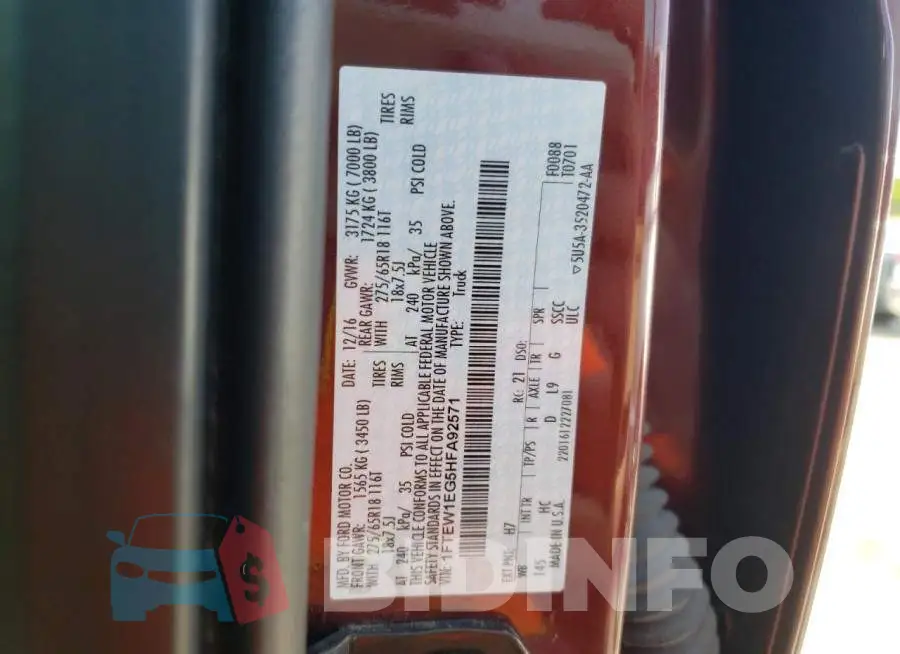 1FTEW1EG5HFA92571 Photo# 10