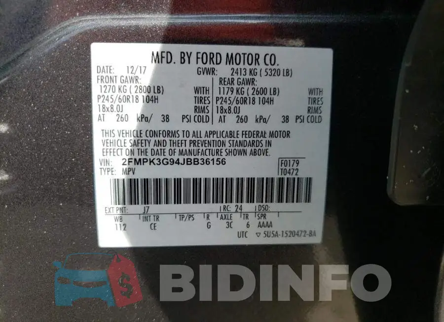 2FMPK3G94JBB36156 Photo# 10