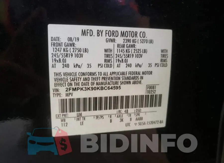 2FMPK3K90KBC64595 Photo# 10