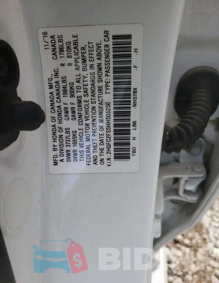 2HGFC2F55HH503256 Photo# 10
