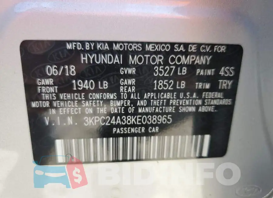 3KPC24A38KE038965 Photo# 10