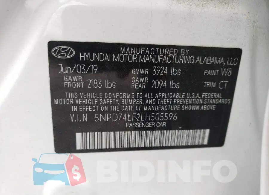 5NPD74LF2LH505596 Photo# 10
