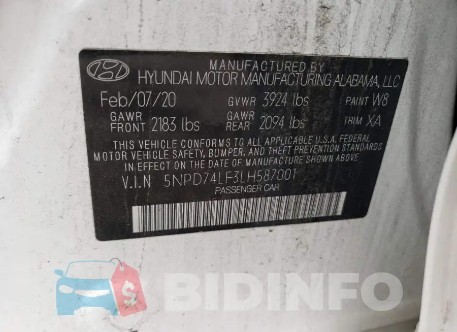 5NPD74LF3LH587001 Photo# 10
