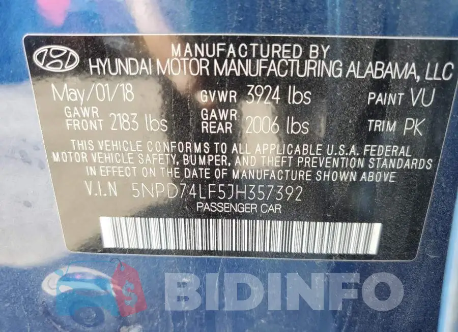5NPD74LF5JH357392 Photo# 10