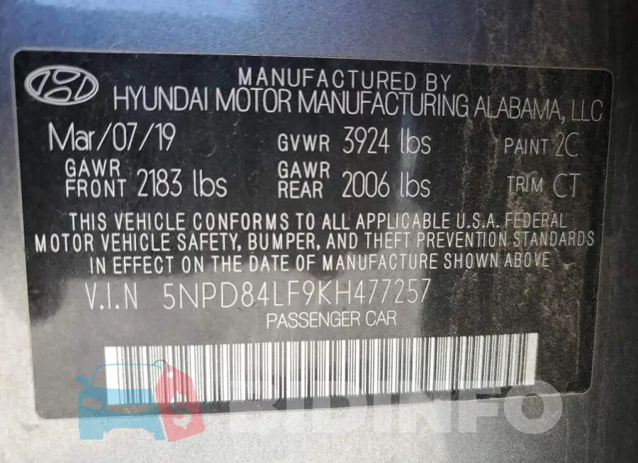 5NPD84LF9KH477257 Photo# 10