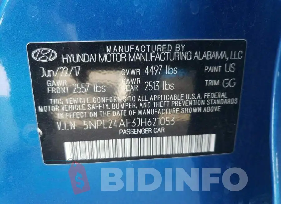 5NPE24AF3JH621053 Photo# 10