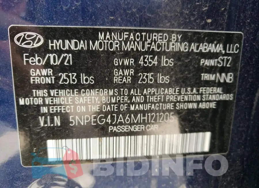 5NPEG4JA6MH121205 Photo# 10