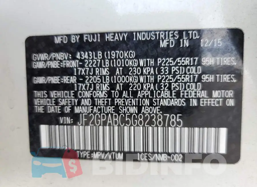 JF2GPABC5G8238785 Photo# 10