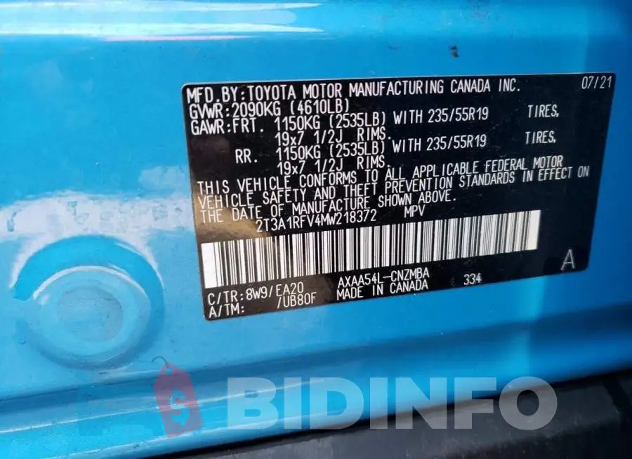 2T3A1RFV4MW218372 Photo# 10