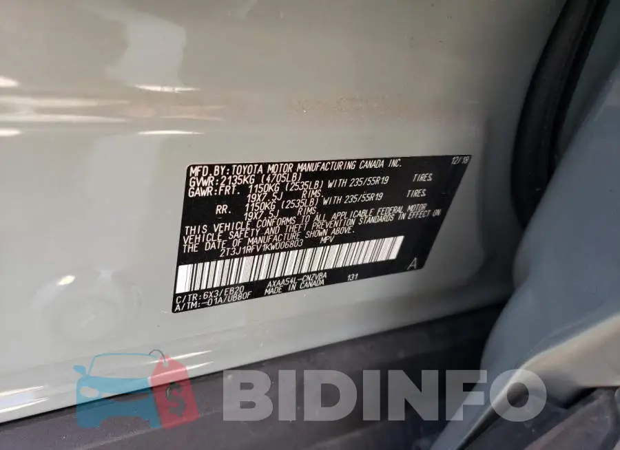 2T3J1RFV1KW006803 Photo# 10