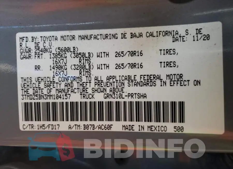 3TMDZ5BN3MM104157 Photo# 10