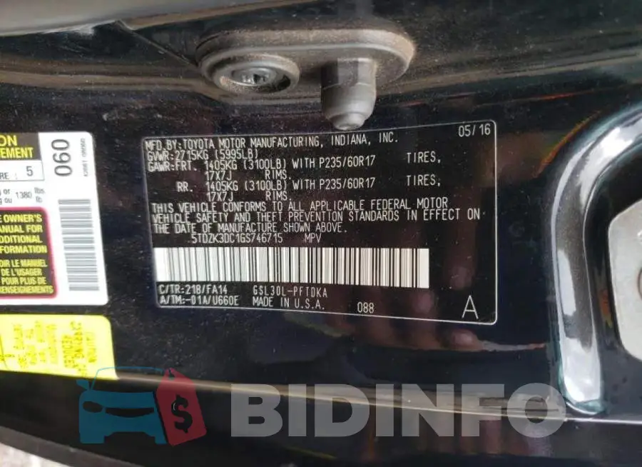 5TDZK3DC1GS746715 Photo# 10