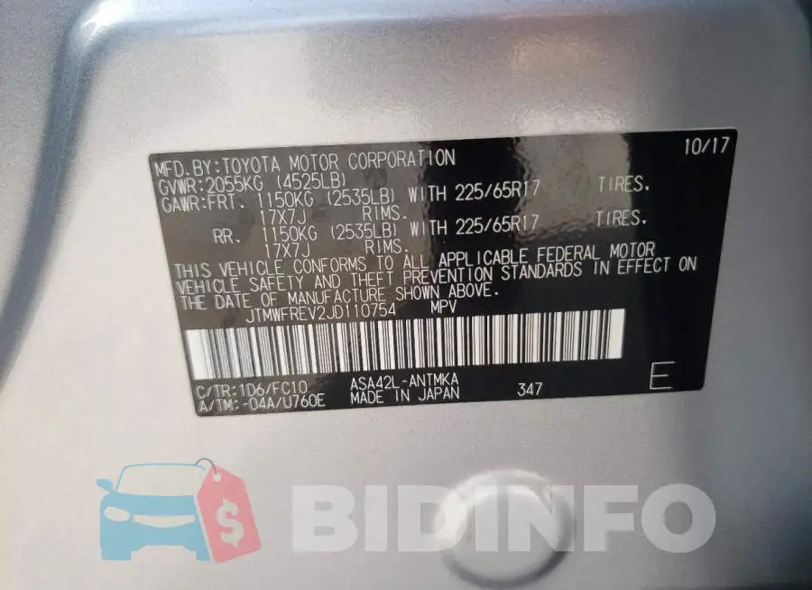 JTMWFREV2JD110754 Photo# 10