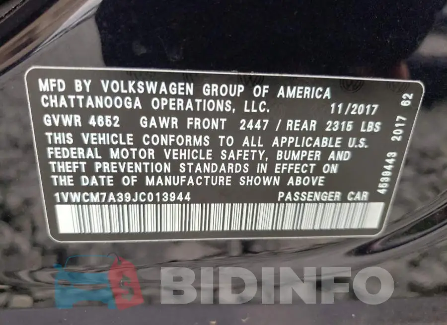 1VWCM7A39JC013944 Photo# 10