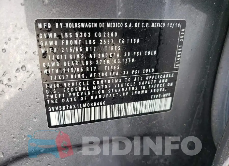 3VV3B7AX1LM088460 Photo# 10