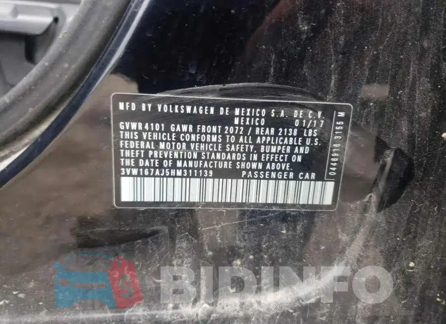 3VW167AJ5HM311139 Photo# 10