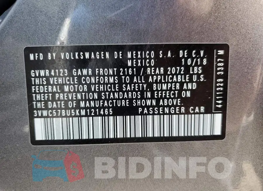 3VWC57BU5KM121465 Photo# 10