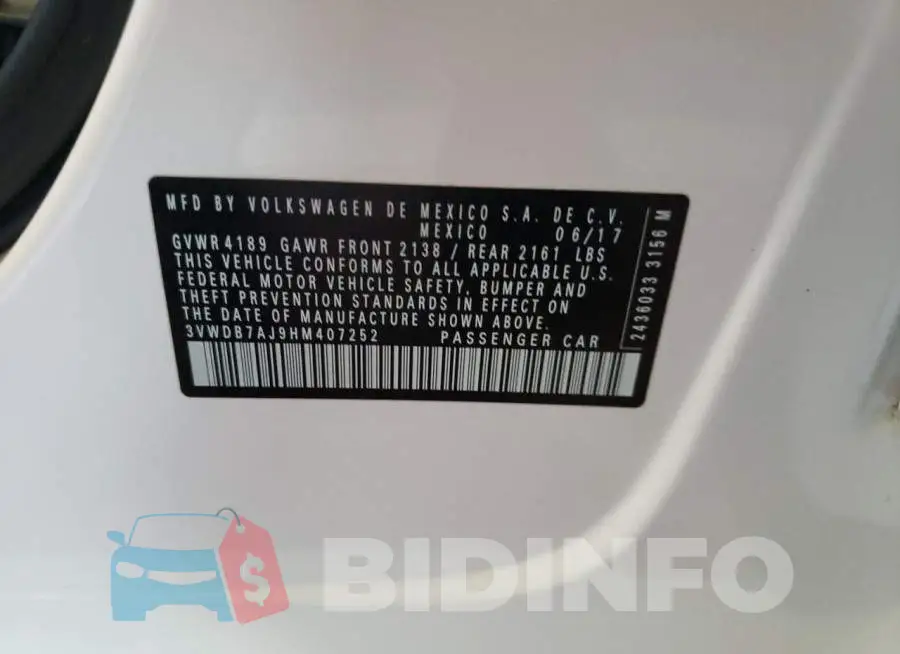 3VWDB7AJ9HM407252 Photo# 10